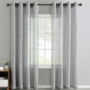 New! TERLYTEX Gray/Silver Sparkle Elegant Sheer Curtains